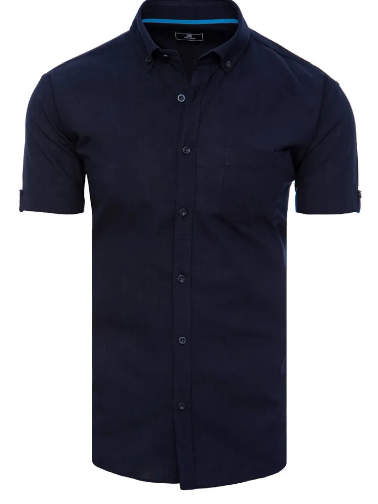 Wyjątkowe Okazje|Koszule Męskie>Dstreet Koszula męska z krótkim rękawem granatowa KX0983