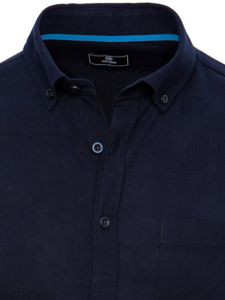 Wyjątkowe Okazje|Koszule Męskie>Dstreet Koszula męska z krótkim rękawem granatowa KX0983