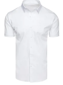 Wyjątkowe Okazje|Koszule Męskie>Dstreet Koszula męska z krótkim rękawem biała KX1045