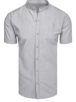 Wyjątkowe Okazje|Koszule Męskie>Dstreet Koszula męska z krótkim rękawem szara KX1049