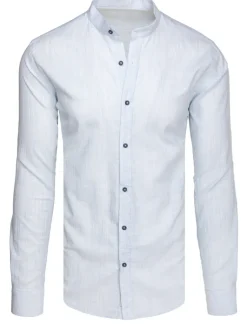 Wyjątkowe Okazje|Koszule Męskie>Dstreet Koszula męska ze stójką z długim rękawem błękitna DX2661