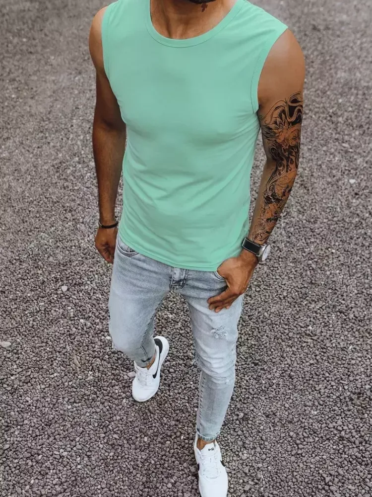 Koszulki Męskie>Dstreet Koszulka bez rękawów męska bez nadruku miętowa RX4916
