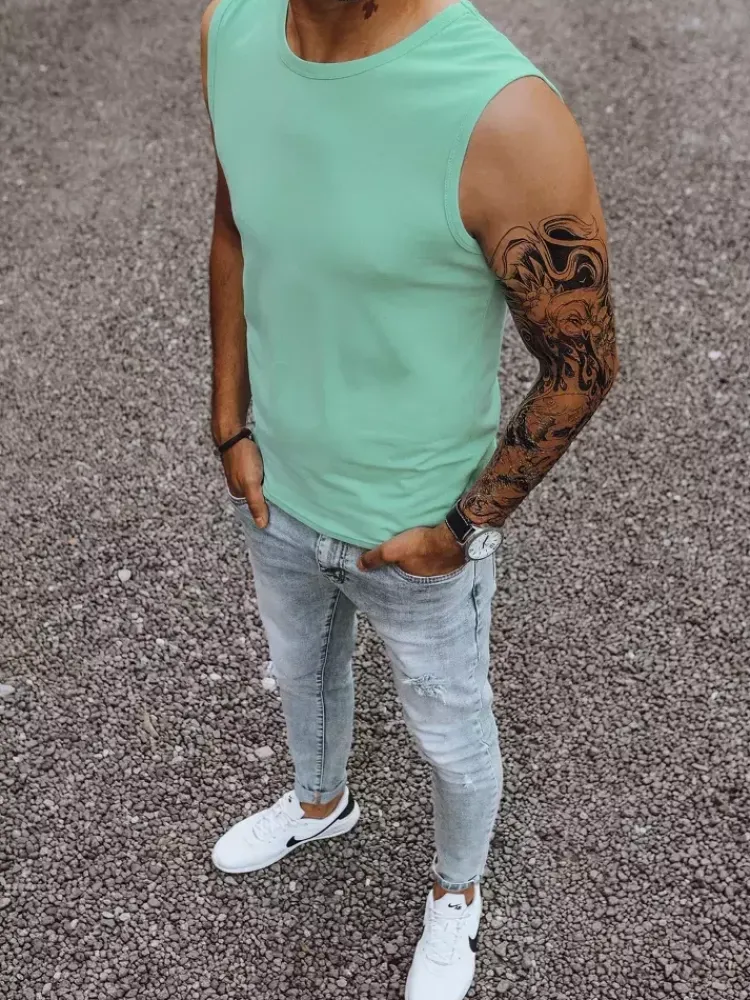 Koszulki Męskie>Dstreet Koszulka bez rękawów męska bez nadruku miętowa RX4916