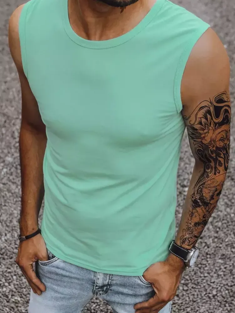 Koszulki Męskie>Dstreet Koszulka bez rękawów męska bez nadruku miętowa RX4916