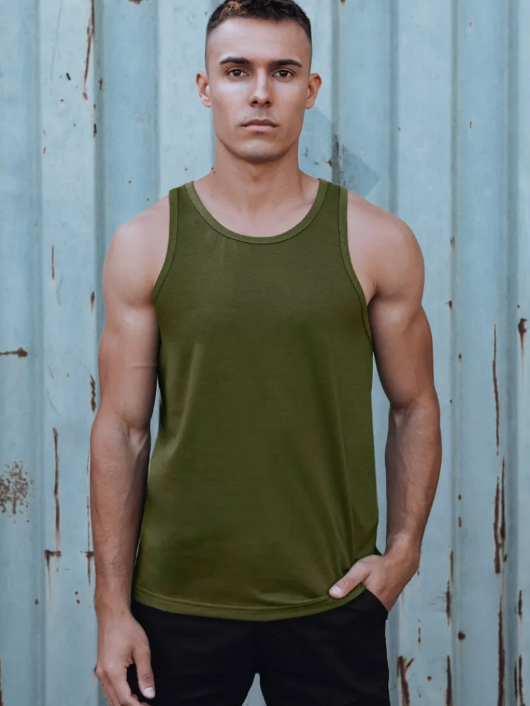 Koszulki Męskie>Dstreet Koszulka bez rękawów męska gładka zielona RX5621