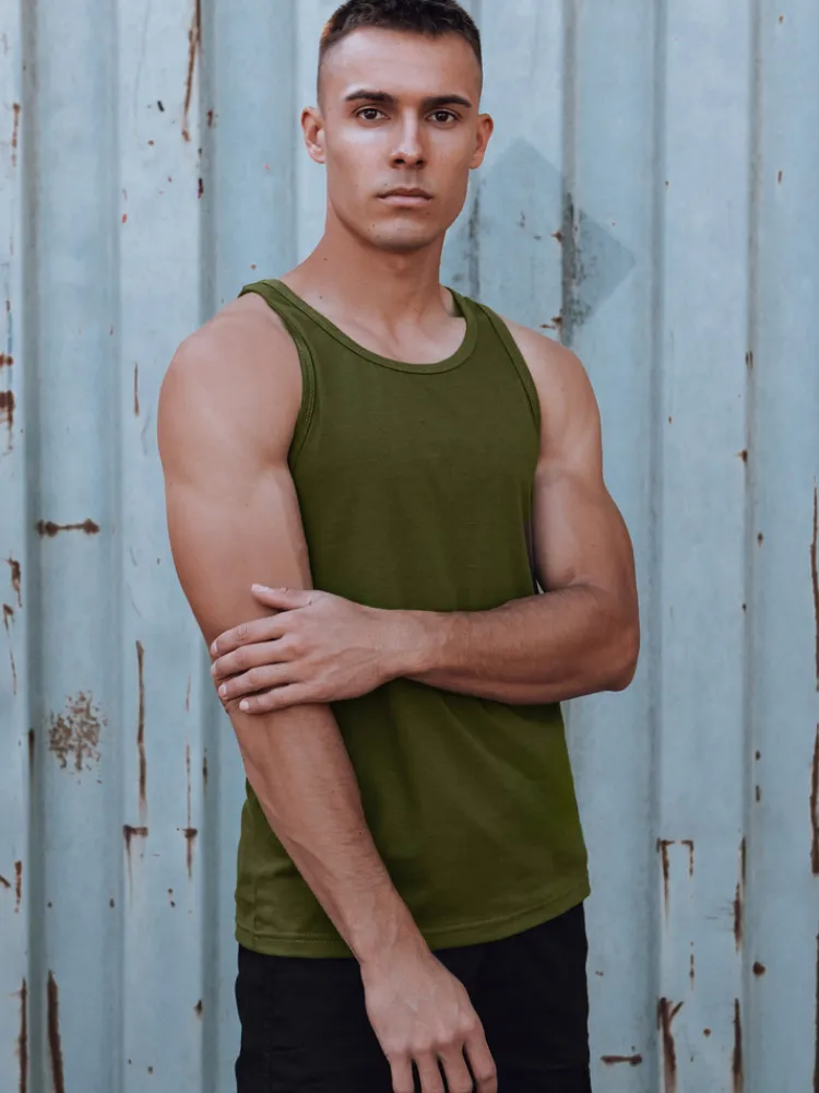 Koszulki Męskie>Dstreet Koszulka bez rękawów męska gładka zielona RX5621