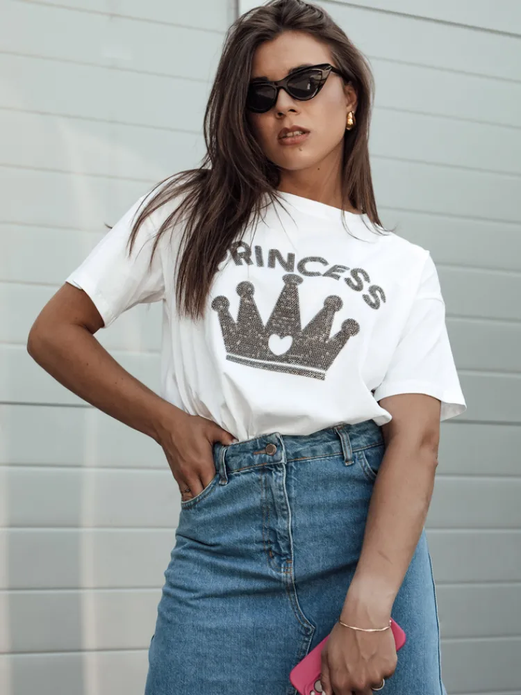 T-Shirty Damskie>Dstreet Koszulka damska PRINCY biały RY2650