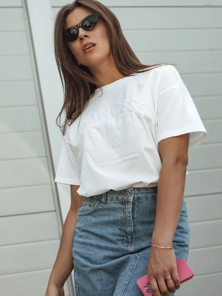 T-Shirty Damskie>Dstreet Koszulka damska PRINCY biała RY2647