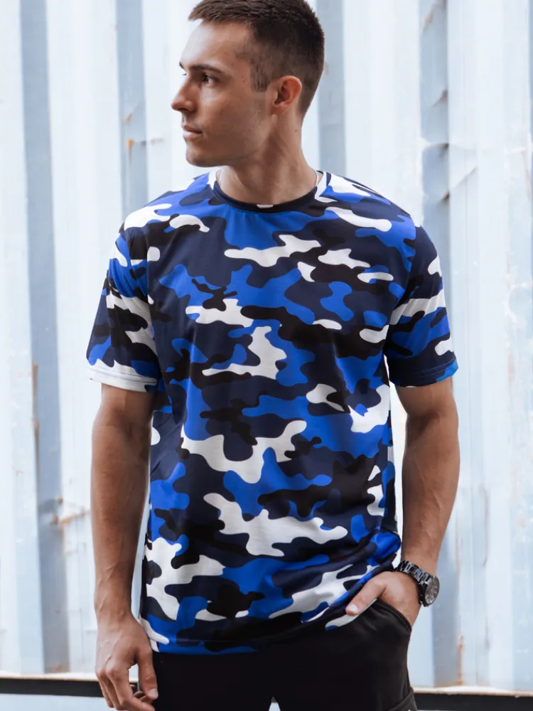 Koszulki Męskie>Dstreet Koszulka moro męska niebieska RX5596