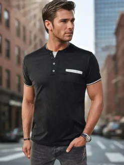 Koszulki Męskie>Dstreet Koszulka męska ala polo czarna RX5630