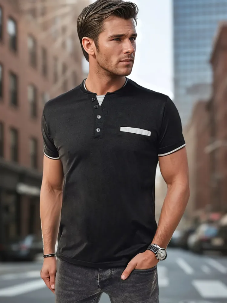 Koszulki Męskie>Dstreet Koszulka męska ala polo czarna RX5630