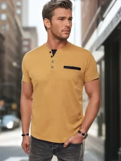 Koszulki Męskie>Dstreet Koszulka męska ala polo khaki RX5632