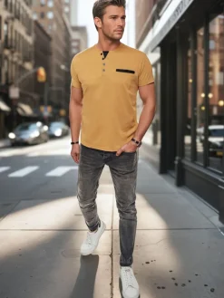 Koszulki Męskie>Dstreet Koszulka męska ala polo khaki RX5632