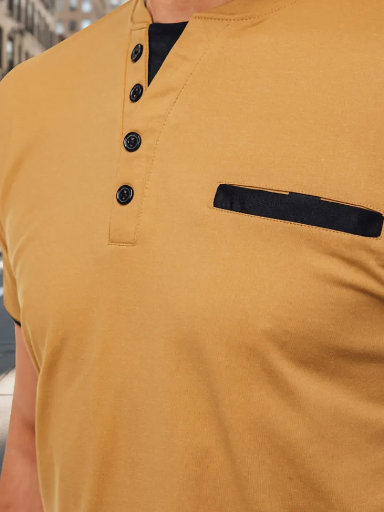 Koszulki Męskie>Dstreet Koszulka męska ala polo khaki RX5632