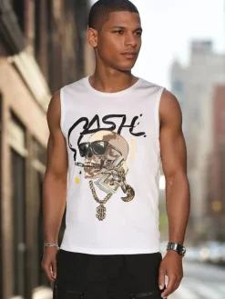 Koszulki Męskie>Dstreet Koszulka męska bez rękawów biała RX5654