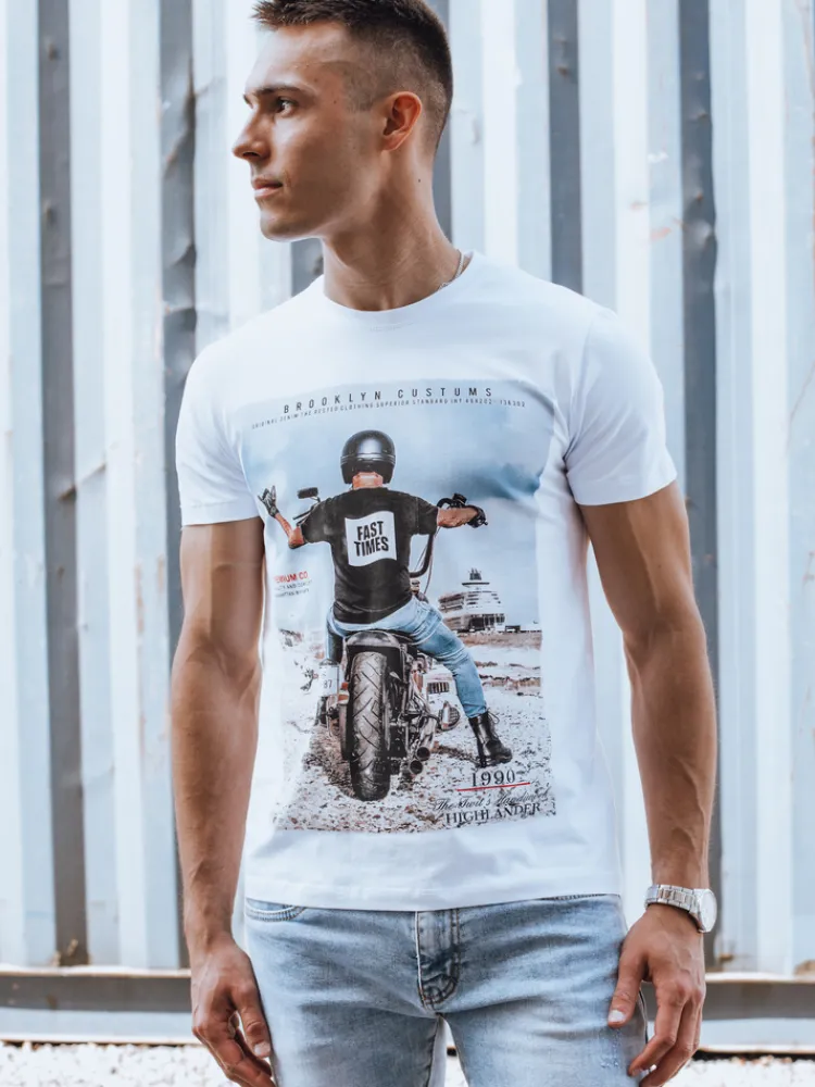 Koszulki Męskie>Dstreet Koszulka męska biała RX5535