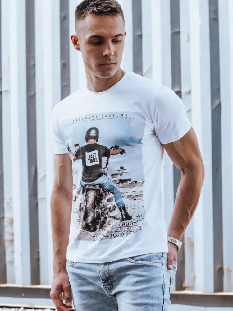 Koszulki Męskie>Dstreet Koszulka męska biała RX5535