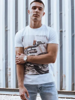 Koszulki Męskie>Dstreet Koszulka męska biała RX5538