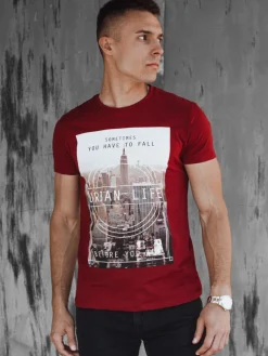 Koszulki Męskie>Dstreet Koszulka męska bordowy RX5558