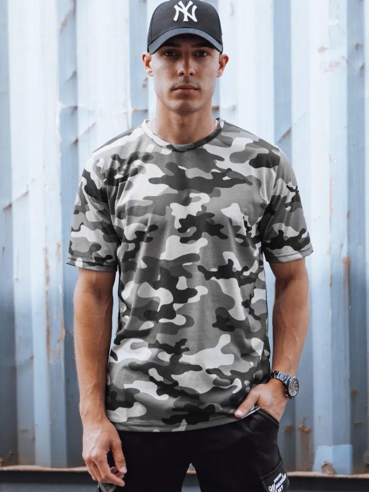 Koszulki Męskie>Dstreet Koszulka męska camouflage antracytowa RX5590