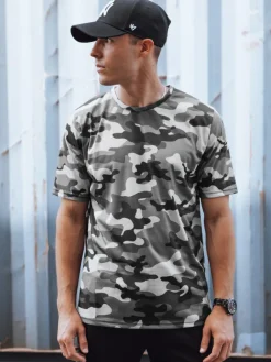 Koszulki Męskie>Dstreet Koszulka męska camouflage antracytowa RX5590