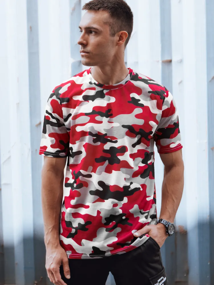 Koszulki Męskie>Dstreet Koszulka męska camouflage czerwona RX5588