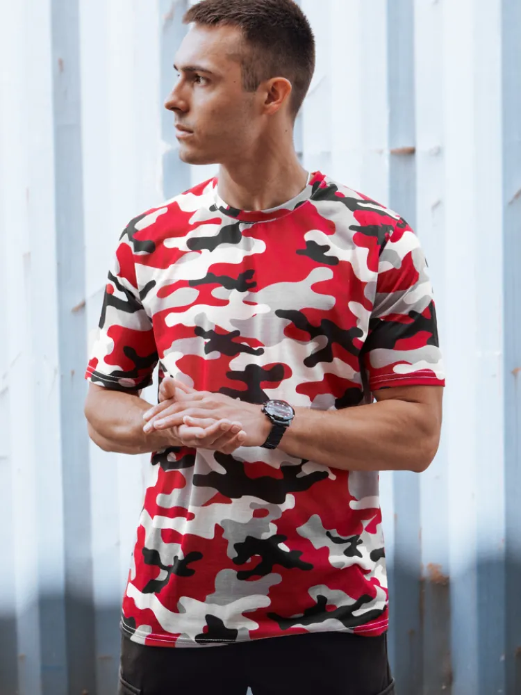 Koszulki Męskie>Dstreet Koszulka męska camouflage czerwona RX5588