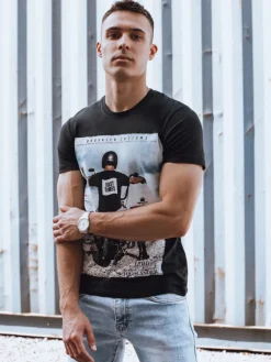 Koszulki Męskie>Dstreet Koszulka męska czarna RX5549