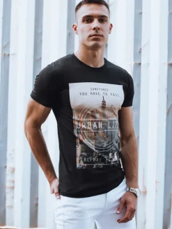 Koszulki Męskie>Dstreet Koszulka męska czarna RX5541