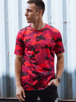 Koszulki Męskie>Dstreet Koszulka męska czerwona moro RX5591