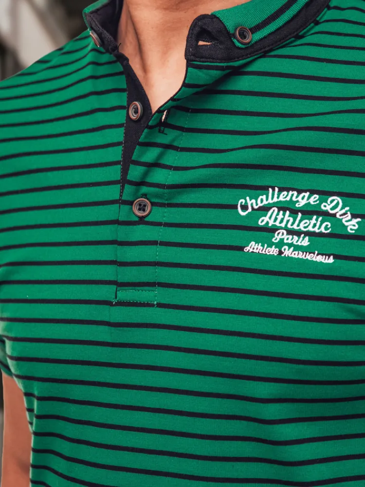 Koszulki Męskie>Dstreet Koszulka męska polo w paski zielona PX0614