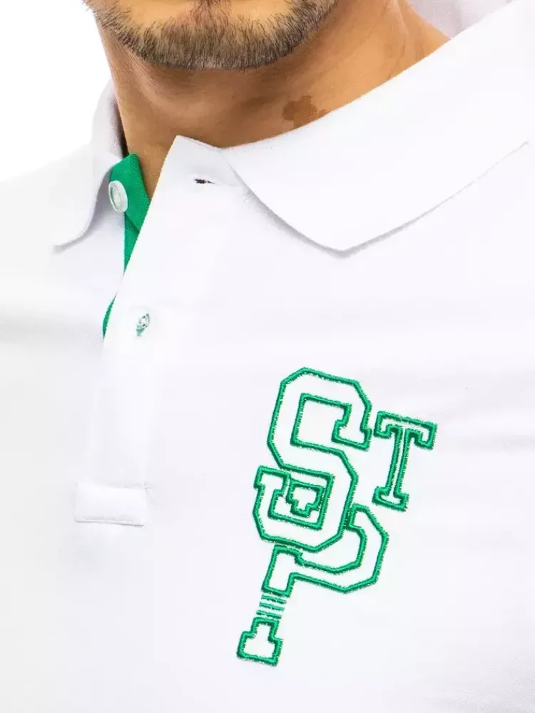 Koszulki Męskie>Dstreet Koszulka męska polo z haftem biała PX0439