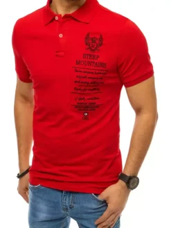 Koszulki Męskie>Dstreet Koszulka męska polo z haftem czerwona PX0473