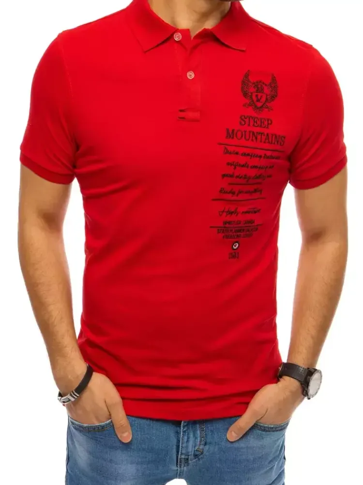 Koszulki Męskie>Dstreet Koszulka męska polo z haftem czerwona PX0473