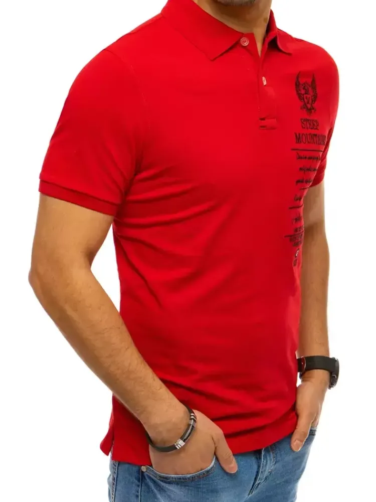 Koszulki Męskie>Dstreet Koszulka męska polo z haftem czerwona PX0473