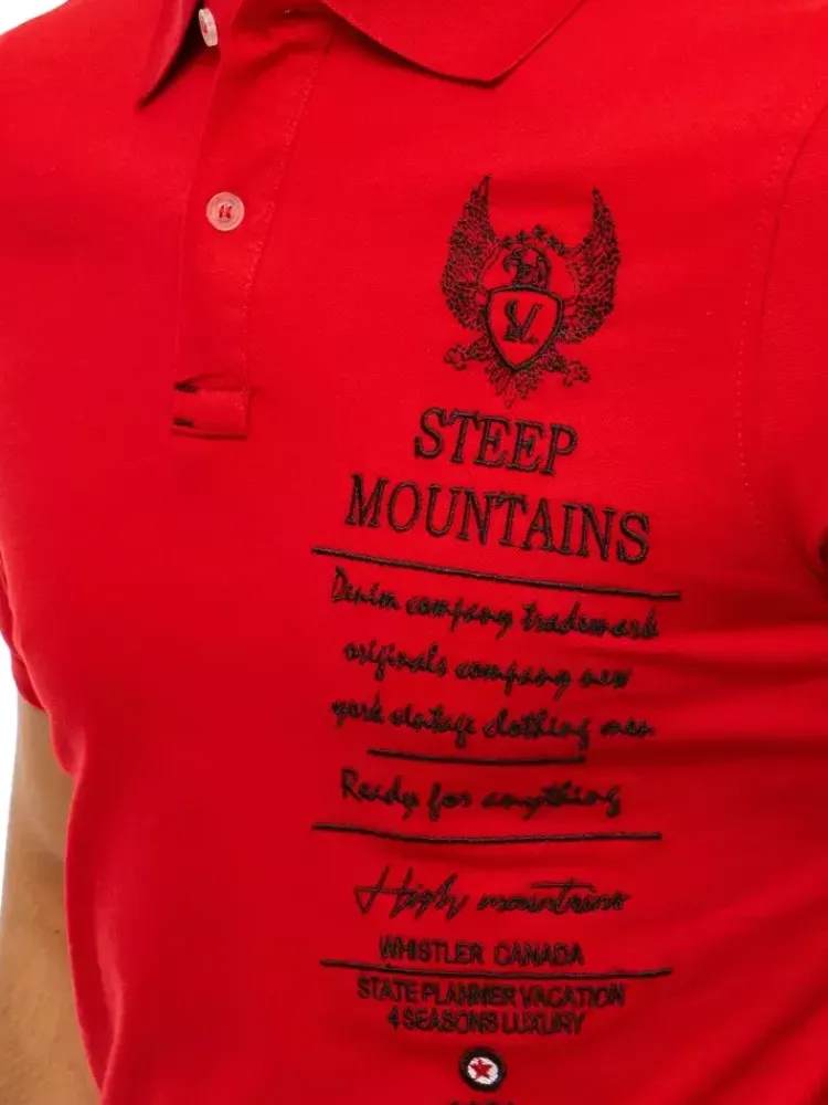 Koszulki Męskie>Dstreet Koszulka męska polo z haftem czerwona PX0473