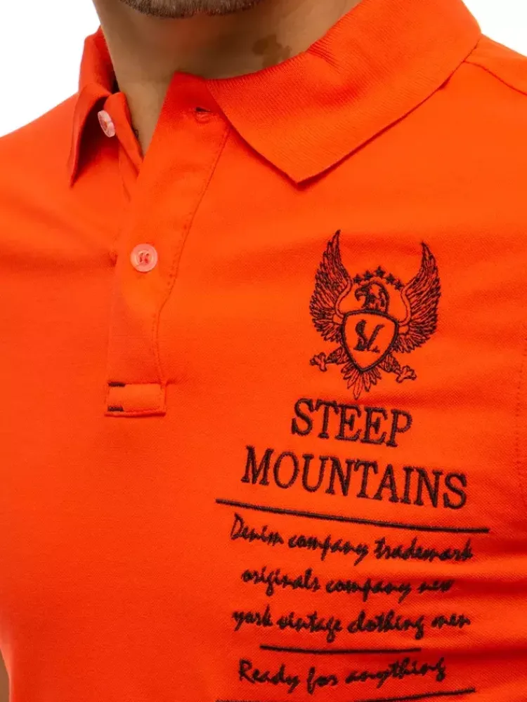 Koszulki Męskie>Dstreet Koszulka męska polo z haftem koralowo-czerwony PX0477