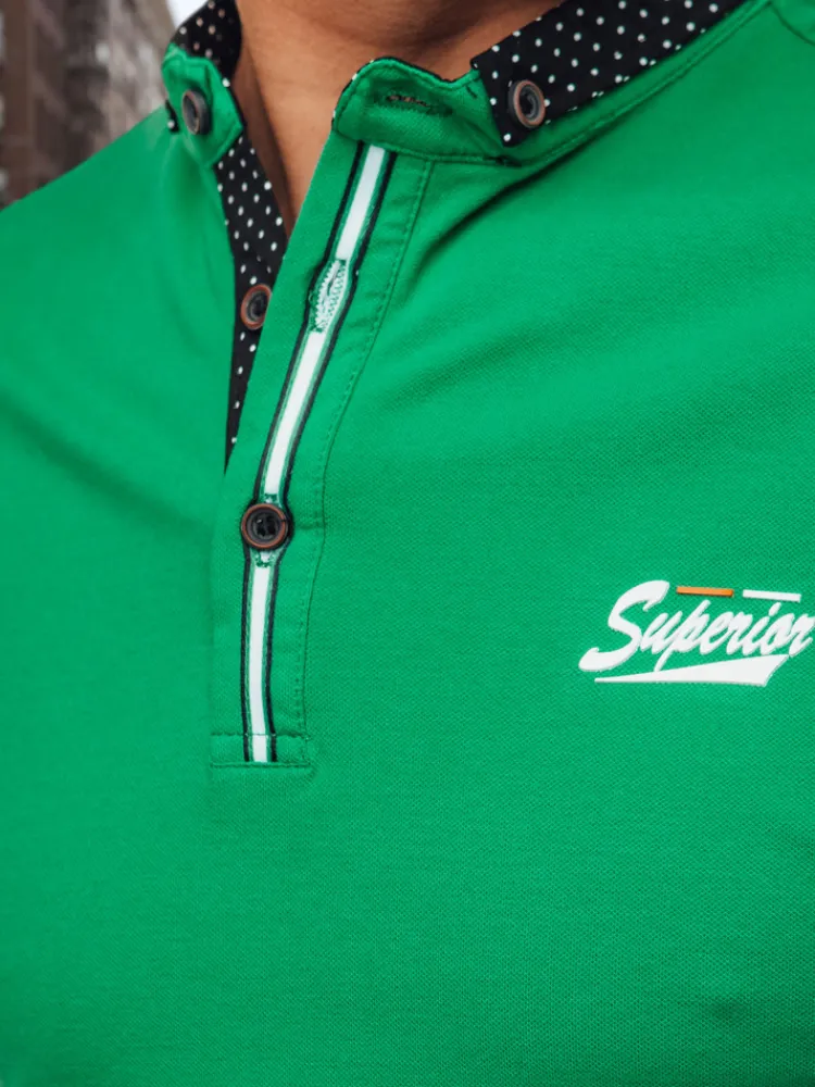 Koszulki Męskie>Dstreet Koszulka męska polo z haftem zielona PX0617