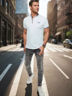 Koszulki Męskie>Dstreet Koszulka męska polo z haftem biała PX0616