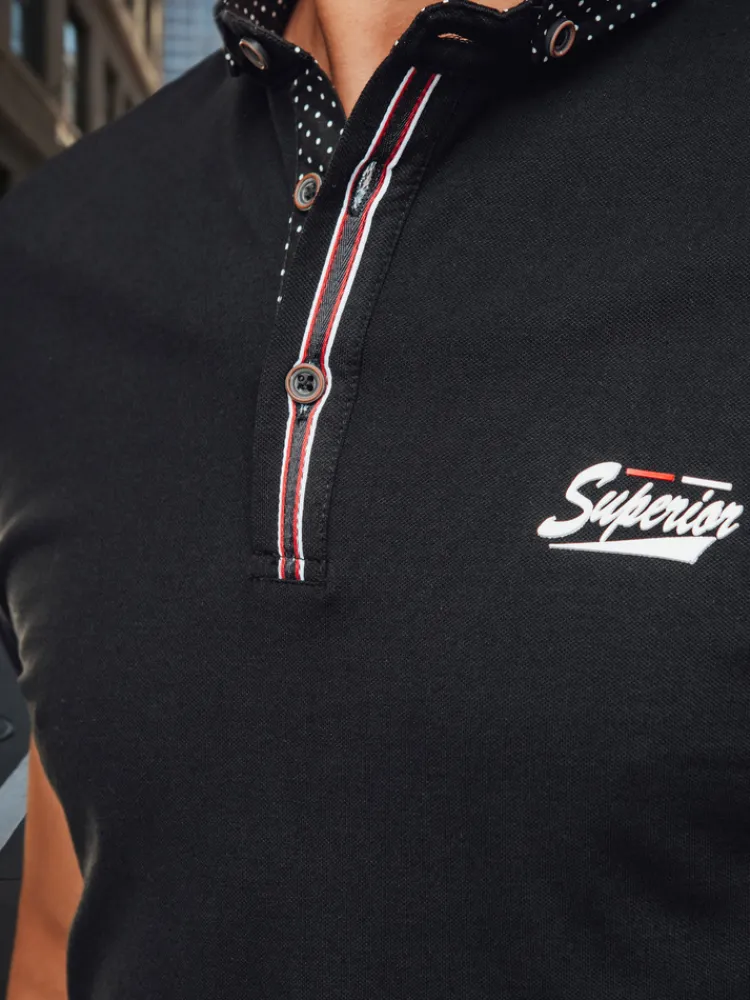 Koszulki Męskie>Dstreet Koszulka męska polo z haftem czarna PX0615