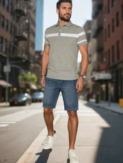 Koszulki Męskie>Dstreet Koszulka męska polo z paskami szara PX0629