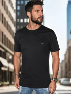 Koszulki Męskie>Dstreet Koszulka męska z haftem czarna RX5635