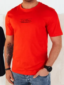 Koszulki Męskie>Dstreet Koszulka męska z nadrukiem pomarańczowa RX5473