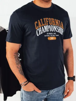 Koszulki Męskie>Dstreet Koszulka męska z nadrukiem granatowa RX5389