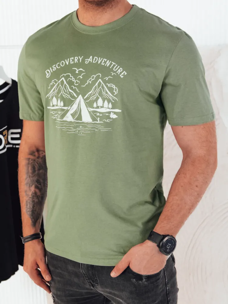 Koszulki Męskie>Dstreet Koszulka męska z nadrukiem zielona RX5414