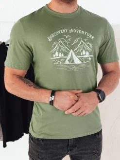 Koszulki Męskie>Dstreet Koszulka męska z nadrukiem zielona RX5414