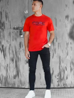 Koszulki Męskie>Dstreet Koszulka męska z nadrukiem pomarańczowa RX5420