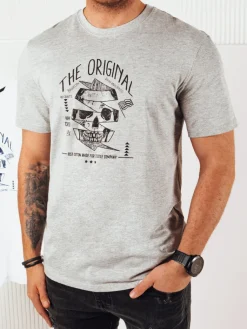 Koszulki Męskie>Dstreet Koszulka męska z nadrukiem szara RX5380