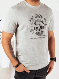 Koszulki Męskie>Dstreet Koszulka męska z nadrukiem szara RX5380
