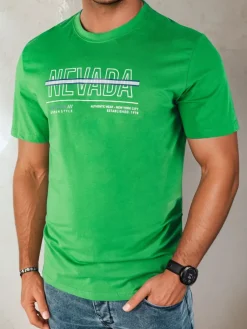 Koszulki Męskie>Dstreet Koszulka męska z nadrukiem zielona RX5438